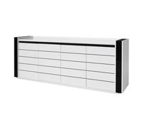 PRICE FACTORY just for you Buffet Lina Blanc et Noir avec LED - 220 x 87 x 50 cm