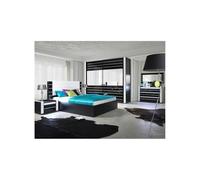 PRICE FACTORY just for you Ensemble de Chambre à Coucher Lina Noir avec lit, Commode et chevets