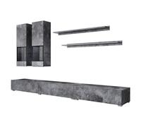 PRICE FACTORY just for you Ensemble Meubles de Salon Ramos - Gris Effet Ardoise - Composition Murale Design sans LED