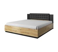 PRICE FACTORY just for you Lit Adulte 180x200 Coloris chêne Clair et Noir Collection Fox - Sommier Non Inclus