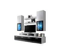 PRICE FACTORY just for you Meuble TV Mural 200cm Design. Collection Mini Coloris Blanc et Noir