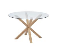PRICE FACTORY just for you Table à Manger Ronde Alex, ø120cm - Verre et métal- Style Moderne