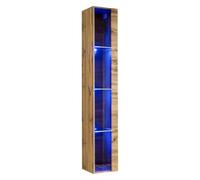 PRICE FACTORY just for you Vitrine Suspendue Coloris chêne Wotan avec 1 Porte vitrée et éclairage LED Inclus. Collection Switch.