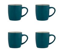Price & Kensington Accents Lot de 4 tasses en céramique durable, passe au lave-vaisselle et au micro-ondes, bleu sarcelle avec intérieur crème, 330 ml