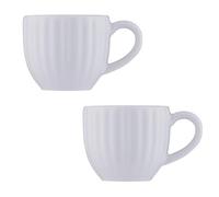 Price & Kensington Lot de 2 tasses à expresso de luxe en grès blanc, design cannelé, 85 ml, tasses à expresso thermo-conservées dans un coffret cadeau