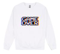 PriceDumb Game Over Gaming Pull rétro blanc pour homme, blanc, L
