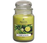 Price's - Grande bougie en pot citron vert et basilic - Parfum doux, délicieux et de qualité - Parfum longue durée - Jusqu'à 150 heures de combustion