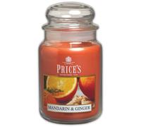 Price's - Grande bougie en pot Mandarine et gingembre - Parfum doux, délicieux et de qualité - Parfum longue durée - Jusqu'à 150 heures de combustion