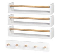 pricklpear Lot de 4 étagères murales flottantes en pin massif pour jouets, livres, couvertures, vêtements - Décoration scandinave pour chambre de bébé - Blanc alpin enneigé
