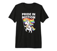 Pride in Motion Drapeau Licorne Arc-en-Ciel Community LGBTQ T-Shirt Haut de Gamme
