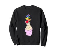 Pride Lesbienne Gay Bisexuel Transgenre Doigts avec cœurs Sweatshirt