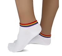 Pride Lot de 3 paires de chaussettes de sport Blanc à rayures arc-en-ciel / Gay / Lesbian / LGBT, multicolore, 39-42