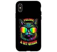 Pride Month Feline Queer Cat Gay LGBTQ Drapeau Arc-en-Ciel Coque pour iPhone X/XS