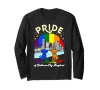 Pride of Baltimore City Maryland Dogs Drapeau Arc-en-Ciel Manche Longue