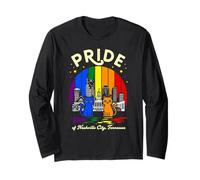Pride of Nashville City Tennessee Cats Drapeau Arc-en-Ciel Manche Longue