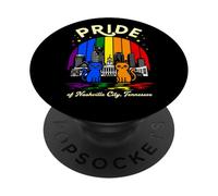 Pride of Nashville City Tennessee Cats Drapeau Arc-en-Ciel PopSockets PopGrip Adhésif