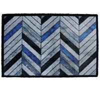 Pride of Place Hale Paillasson en Peluche | Motif Chevron argenté | Paillasson d'entrée d'intérieur | Polyamide avec Dos en Vinyle antidérapant | 50 x 80 cm