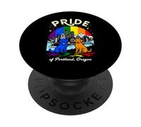 Pride of Portland City Oregon Dogs Drapeau Arc-en-Ciel PopSockets PopGrip Adhésif