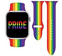 Pride Rainbow Sport Bracelet de montre LGBTQ compatible avec Apple Watch 38 mm, 40 mm, 41 mm, 42 mm pour homme et femme, bracelet de montre intelligente remplaçable en silicone pour iWatch Series SE