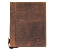 Pride & Soul 30121 - Organiseur A5 WICK - Porte-documents à fermeture éclair en cuir véritable marron - Dimensions : env. 24 x 19 cm - Conférencier avec bloc-notes, passant pour stylo et 4