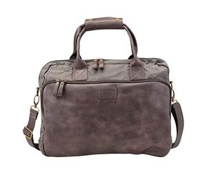 Pride & Soul 47312 MYSTIFY S Sac à bandoulière en toile avec compartiment pour ordinateur portable et fermeture Éclair Compartiment principal Gris/marron 28 x 37 x 6 cm