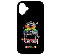Pridelife Moule à chignon désordonné arc-en-ciel Gay Pride Month LGBTQ Coque pour iPhone 16 Plus