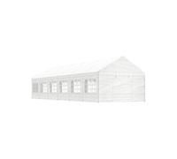 Prieel met dak 13,38x4,08x3,22 m polyetheen wit3155490