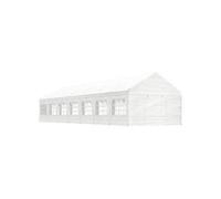 Prieel met dak 15,61x4,08x3,22 m polyetheen wit3155491