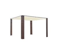 Tonnelle - vidaXL - 300x300x200cm - Résine tressée - Marron et crème - Toit coulissant