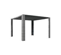 Tonnelle - vidaXL - 300x300x200cm - Résine tressée - Gris / anthracite - Toit coulissant