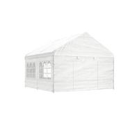 Prieel met dak 4,46x4,08x3,22 m polyetheen wit3155486