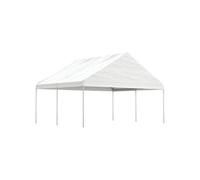 Prieel met dak 4,46x5,88x3,75 m polyetheen wit3155518