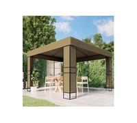 Prieel met dubbel dak 180 g/mÂ² 3x3x2,7 m taupe312218