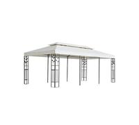 vidaXL Belvédère à double toit 6x3 m - Acier Blanc - Toit durable & coins renforcés