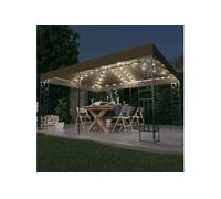 vidaXL Tonnelle Belvédère de jardin Double toit Lumières LED 3x4 m Taupe
