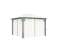 vidaXL Prieel met gordijn 300x300 cm aluminium crÃme48042 Crème G