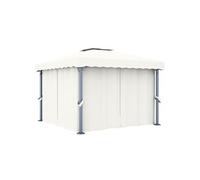 Prieel met gordijn 3x3 m aluminium crÃmewit3053377