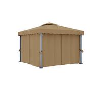 Prieel met gordijn 3x3 m aluminium taupe3068557
