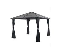 Vidaxl Tonnelle Avec Rideau Aluminium 3x3 M Noir Noir