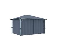 vidaXL Tonnelle 400x300 cm en aluminium, 4 rideaux, anti-UV, anthracite