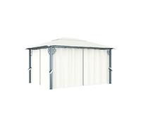 vidaXL Tonnelle 400 x 300 cm en aluminium – Rideaux inclus, protection UV