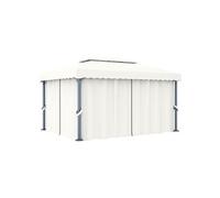 vidaXL Tonnelle avec rideau 4x3 m Blanc crème Aluminium