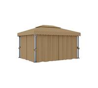 vidaXL Prieel met gordijn 4x3 m aluminium taupe3067050 Taupe G