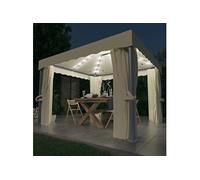 Tonnelle et Rideau et Guirlande Lumineuse à LED 4x3m Blanc Crème Jardin vidaXL