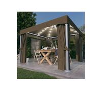 Tonnelle et Rideau et Guirlande Lumineuse à LED 4x3m Blanc Crème Jardin vidaXL