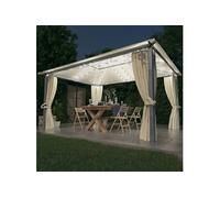 vidaXL Tonnelle avec rideau et lumières LED 4x3 m Crème Aluminium 3070335