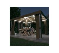 Tonnelle et Rideau et Guirlande Lumineuse à LED 4x3m Blanc Crème Jardin vidaXL