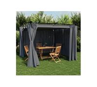 vidaXL Tonnelle avec rideaux anthracite 3x3 m acier 4003918
