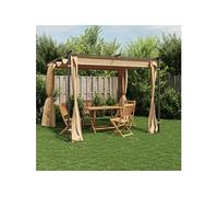 Tonnelle avec Rideaux 3x3m Acier Pavillon Chapiteau de Jardin Extérieur vidaXL