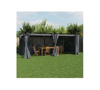 vidaXL Tonnelle avec rideaux anthracite 6x3 m acier, tonnelle de jardin, tonnelle de patio, pavillon de jardin, tonnelle 4003921